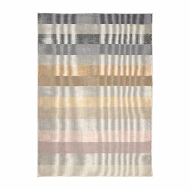 Linie Design Devise wollen vloerkleed Mustard 140 x 200 cm