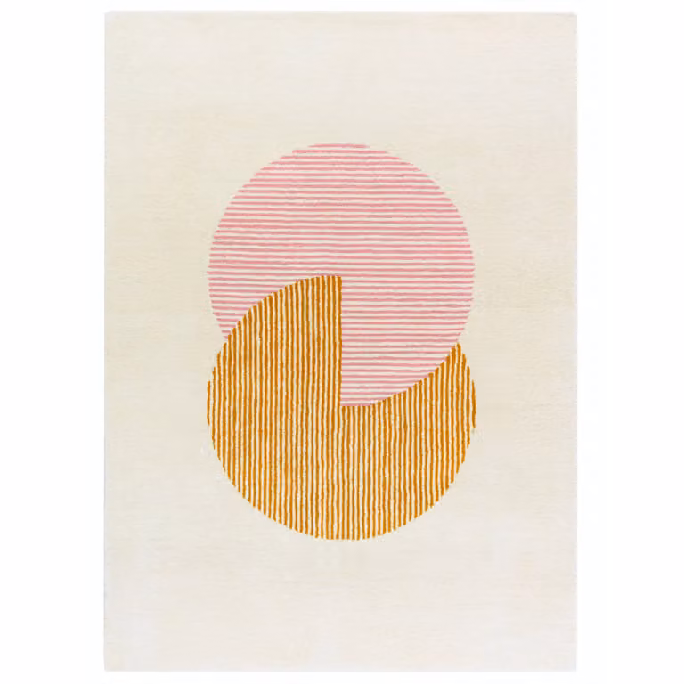 NJRD Circles wollen vloerkleed roze, geometrisch, 200 x 300 cm