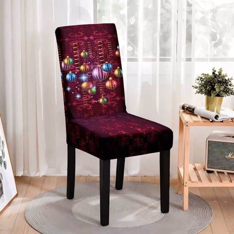 Set van 2 Kerststoelhozen voor eetkamerstoelen met hoge rugleuning, Geschikt voor rugleuninghoogte 45–65 cm en zitbreedte 40–50 cm