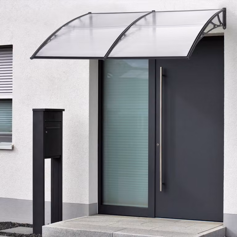en.casa Voorscherm Mellerud Polycarbonaat Zwart/Transparant B: 240 cm, D: 80 cm
