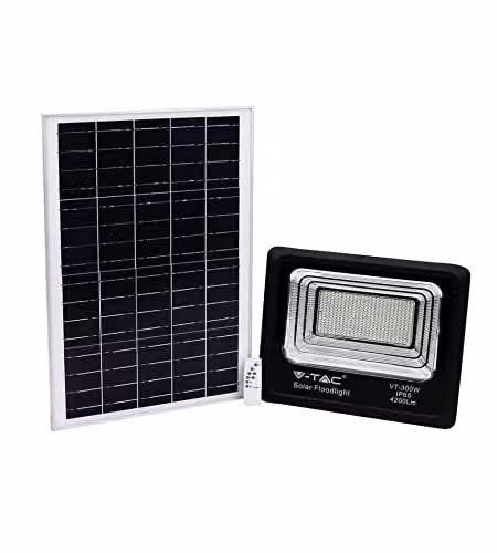 V-TAC VT-300W 300W LED zonnepaneel schijnwerper met infrarood afstandsbediening, neutraal wit (4000K), zwarte behuizing, IP65 - 8578