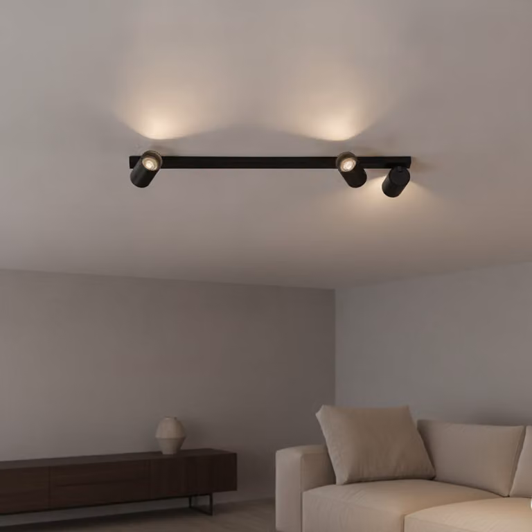 Lyora Oso 3-lichts plafondlamp zwart aluminium B: 70 cm, D: 8 cm, H: 3 cm