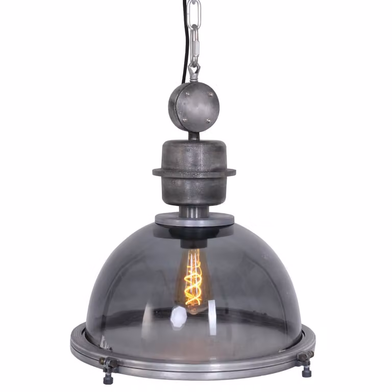 Steinhauer Hanglamp Bikkel Grijs Metaal en Glas E27 Ø 45 cm