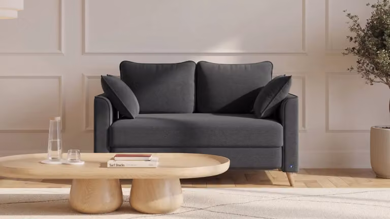 BRUNO slaapbank antraciet met massief houten frame en boxspringcomfort, Breedte: 120 cm