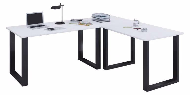 VCM Houten Hoekbureau Plain Lona U voor Home Office, 160 x 160 cm, Diepte: 50 cm