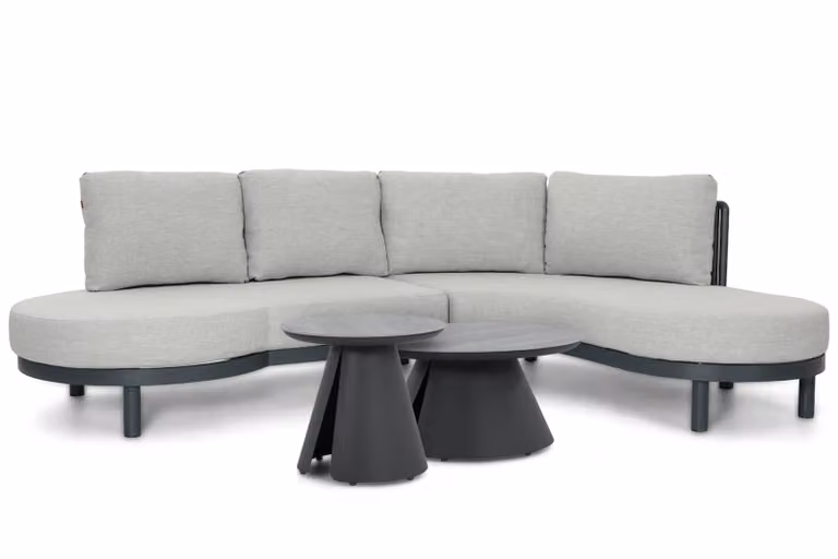 Santika Furniture Nanda/Cayora 4-delige organische loungeset met kussens, grijs