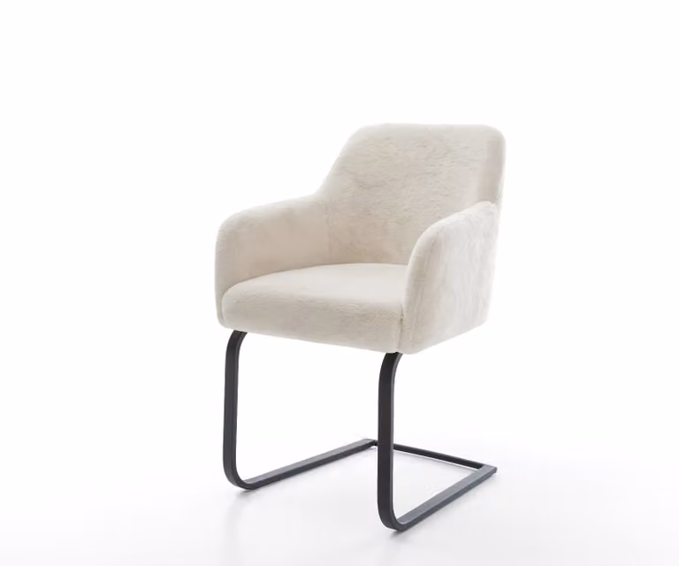 DELIFE Greg-Flex Sledemodel Stoel met Velvet Bekleding in Crème-Wit en Zwart