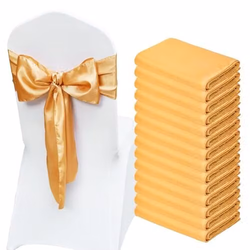 VEVOR 50 stuks gouden stretch spandex stoelriemen voor decoratie van eetkamerstoelen
