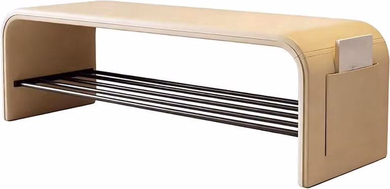 Schoenenbank met schoenenrek in U-vorm, Naturel, B/D/H: 62 x 37 x 44 cm