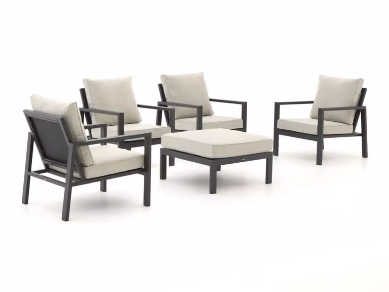 Manifesto Furniture Loungeset voor 4 personen met stoel, Grijs, Aluminium met Textiel