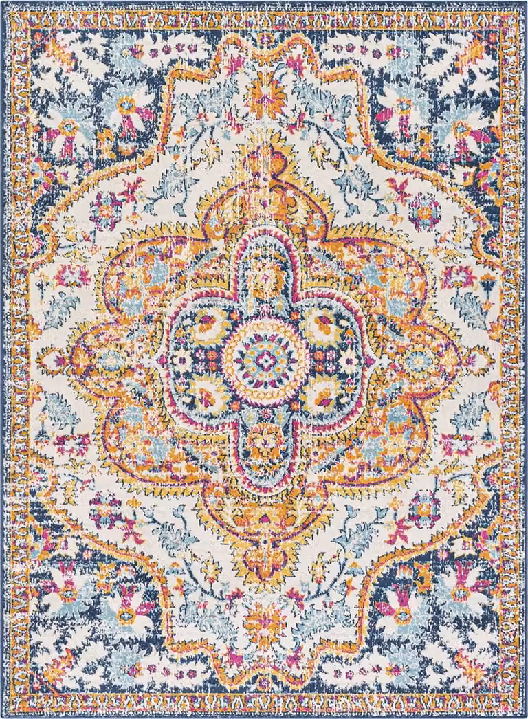 SURYA Willow vloerkleed vintage oosters meerkleurig blauw