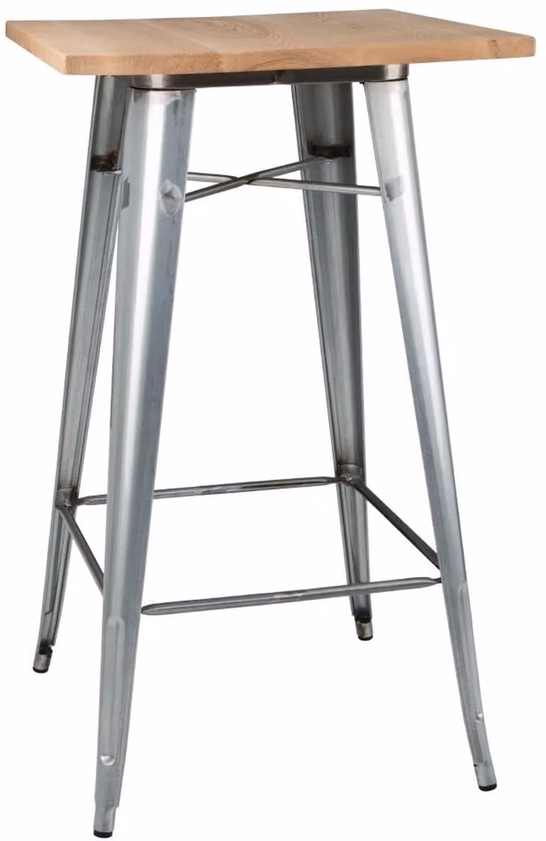 Bolero Bistrotartafel met houten blad en gegalvaniseerd staal - B: 60 cm, D: 60 cm, H: 104 cm