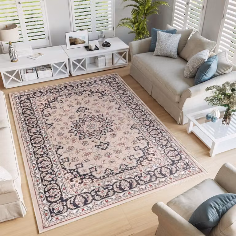 Tapiso Colorado Vloerkleed Beige Grijs Gebloemd 250 x 350 cm