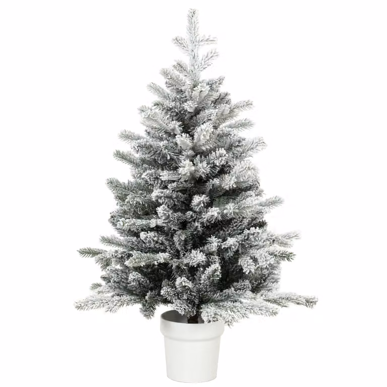 HOMCOM Mini kerstboom met sneeuweffect en witte pot, 90 cm, wit