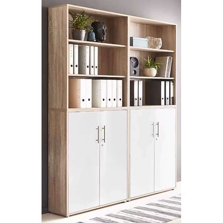 home24 Kastenset 4-delig type A, Bruin/Wit Sonoma Eikenlook, B/D/H: 114 x 33 x 85 cm
