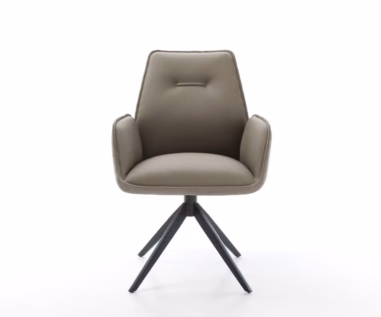 DELIFE Draaistoel Zoa-Flex met echt leer en metalen kruisframe, zwart/bruin, 360 graden draaibaar
