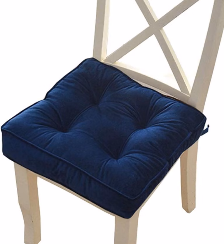 WEIGE Dikke stoelkussens met strikken, antislip zitkussens voor eetkamerstoelen en bureaustoelen, 43 x 43 cm