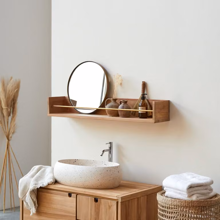 Tikamoon Badkamerrek van massief teak, Bruin, Breedte: 100 cm