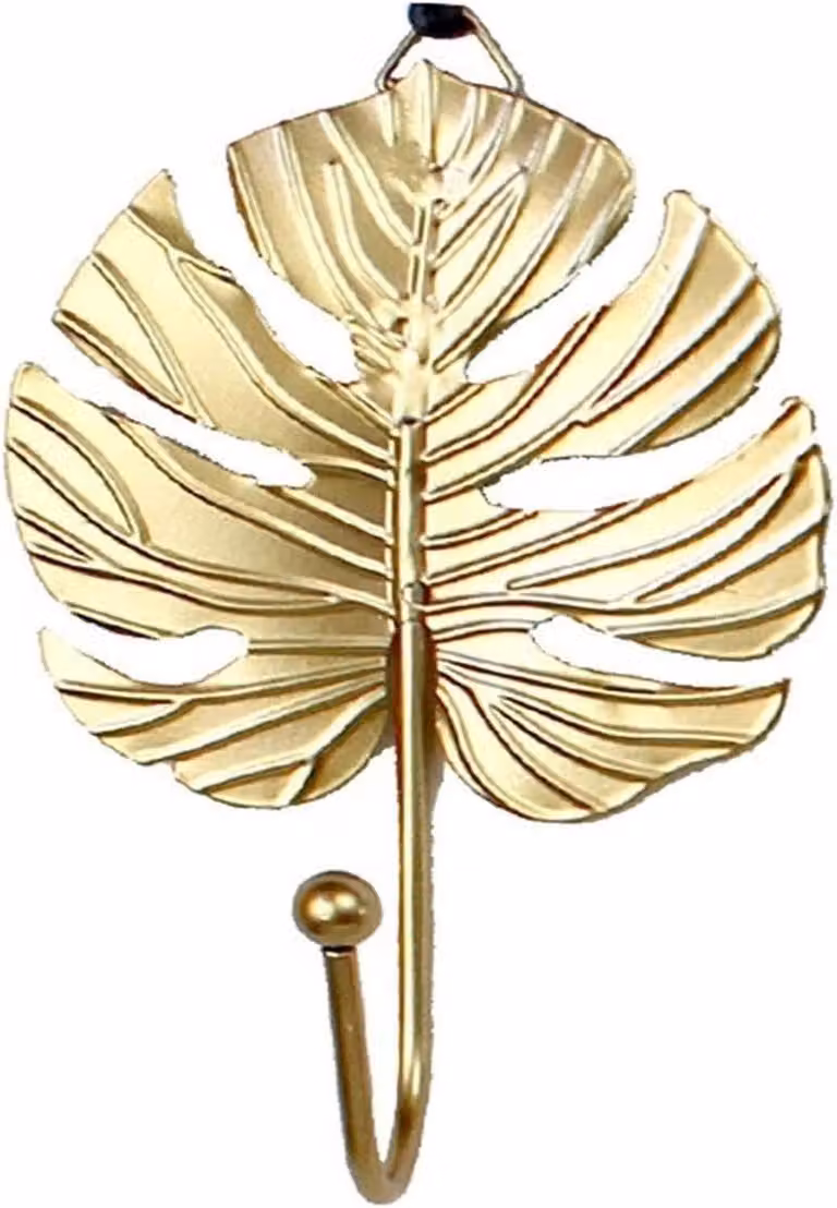 Wandkapstok Bladvorm Groen Goud - Muurhaak Hanger voor het Opbergen van Jassen - Max. 3,5 kg per haak
