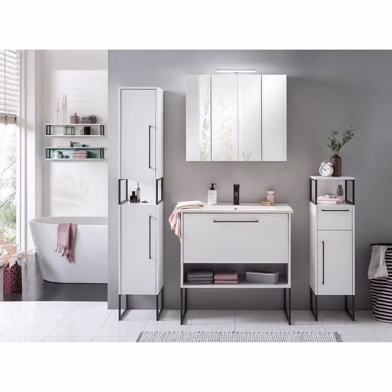 Schildmeyer Limone Hoge kast wit mat B/D/H: 30,4 x 33 x 183,4 cm