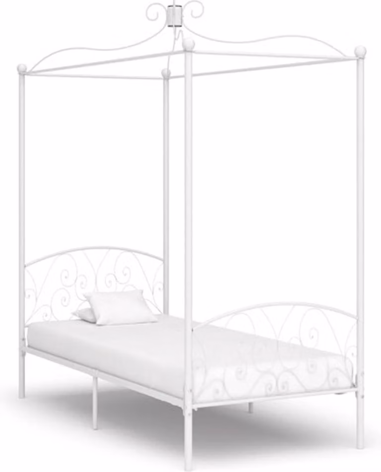 vidaXL Hemelbedframe van metaal in wit, 90 x 200 cm