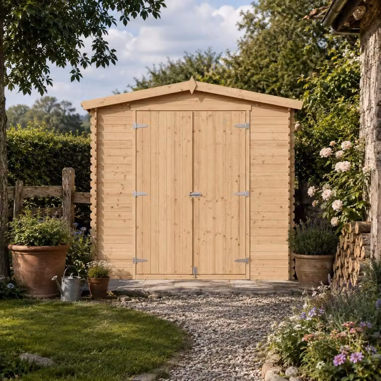 TIMBELA M369C1 Houten Tuinhuis 4,33 m², Tuinschuur met Dubbele Deuren en 19 mm Wanddikte