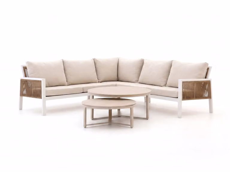 Manifesto Furniture Hoek loungeset voor 5 personen, Wit en Beige, Aluminium met Textiel