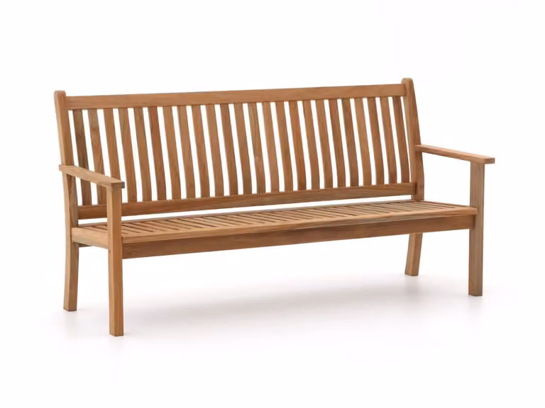 Sunyard Furniture Parkbank voor 3 personen in Natural Teak met armleuningen