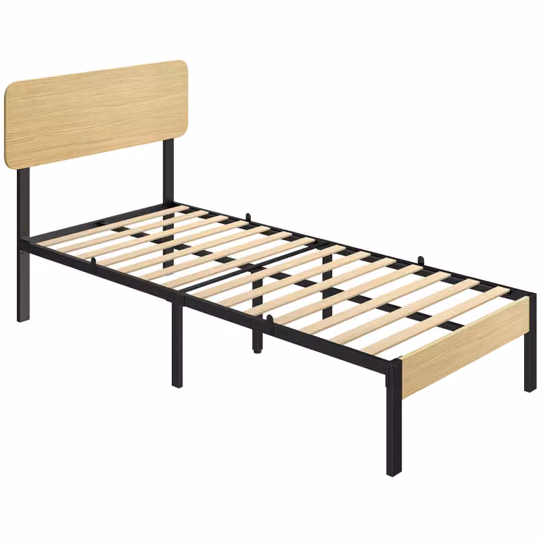 HOMCOM Bedframe met hoofdbord, voetbord en opbergruimte, 90 x 200 cm