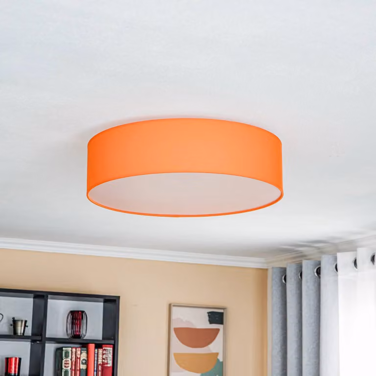 Duolla Plafondlamp Roller, Modern, Geel/Oranje, Textiel, Dimbaar