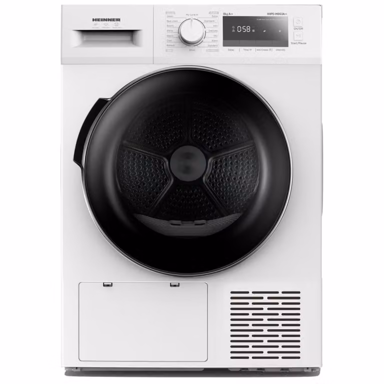 Heinner HHPD-M8G3A Warmtepompdroger, 8 kg, 14 Programma’s, LED-display, Anti-kreuk, Wit