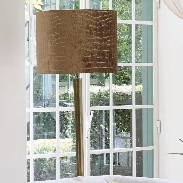 Light en Living Lampenkap PRAYA Cilinder Bruin Maat M B/D/H: 50 x 50 x 38 cm