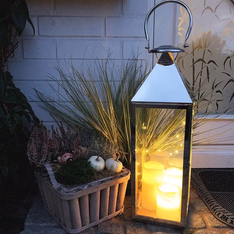 XXL Luxe Tuinlantaarn van Roestvrij Staal met Glas - Hoogte: 54 cm