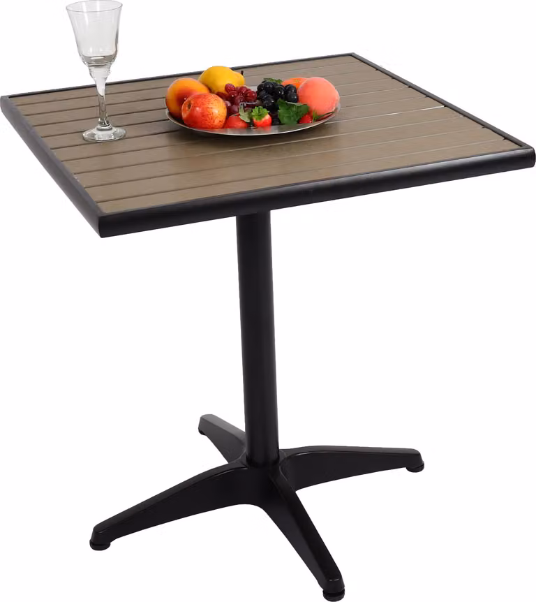Mendler Tuintafel HWC-J95 Bistro- of Balkontafel in Houtlook, Zwart en Grijs