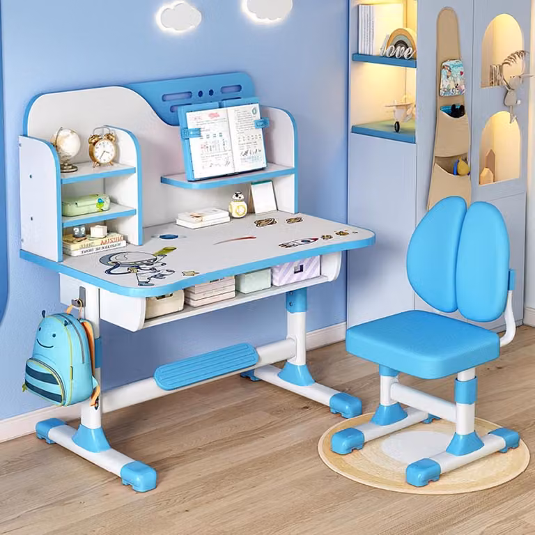 In hoogte verstelbare kinderbureau en stoel set voor studeren en knutselen, B/D/H: 111 x 80 x 54 cm