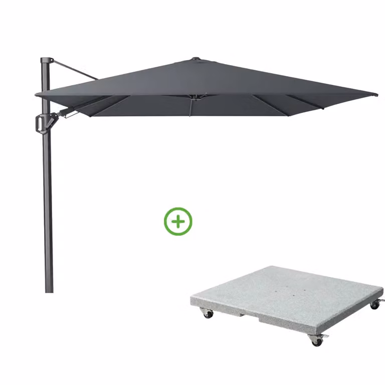 Platinum Challenger T² zweefparasol met Rocca parasolvoet 90kg, antraciet, B: 350 cm, D: 260 cm