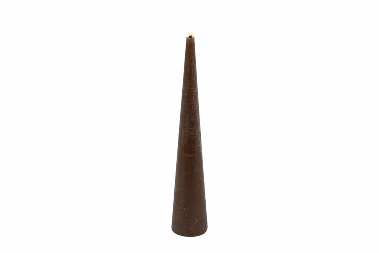 Countryfield Led kaars Lyon kegel bruin D 5 cm H 26 cm