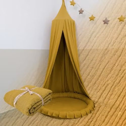Lilimaus Bedhemel voor de kinderkamer - Geel - 245 cm - 100% katoenmousseline