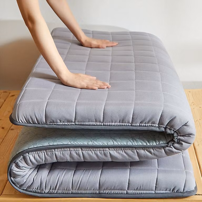 Grijs Japanse Vloermatras - Opvouwbare Futon Matras voor Volwassenen - B/D: 120 x 200 cm