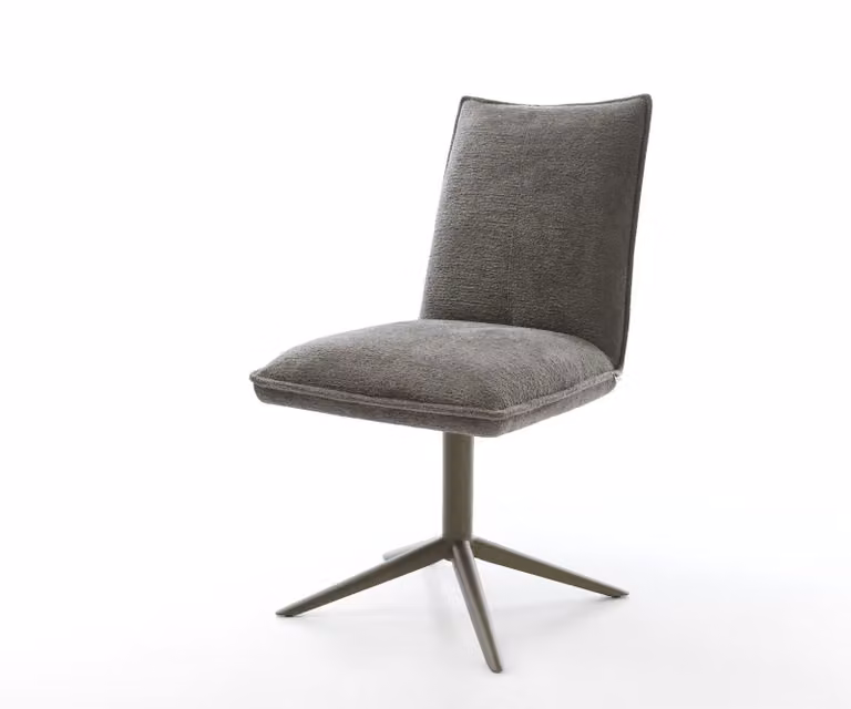 DELIFE Lelio-Flex Draaistoel met Bouclé bekleding en Titanium Kruispoot in Grijs/Bruin