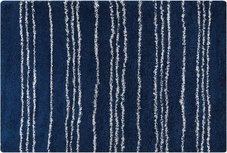 Tashir Modern Shaggy Vloerkleed Blauw met Gestreept Patroon - 200 x 300 cm