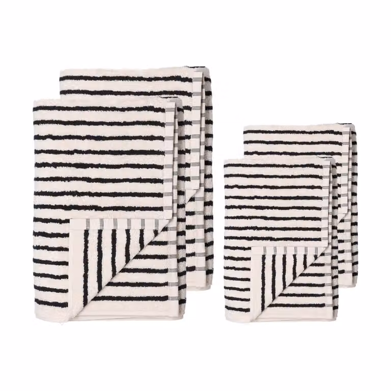 Scandi Living Drift handdoekenset 4-delig - Wit-zwart