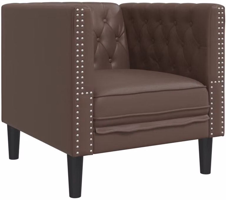 vidaXL Chesterfield-stijl fauteuil in bruin kunstleer