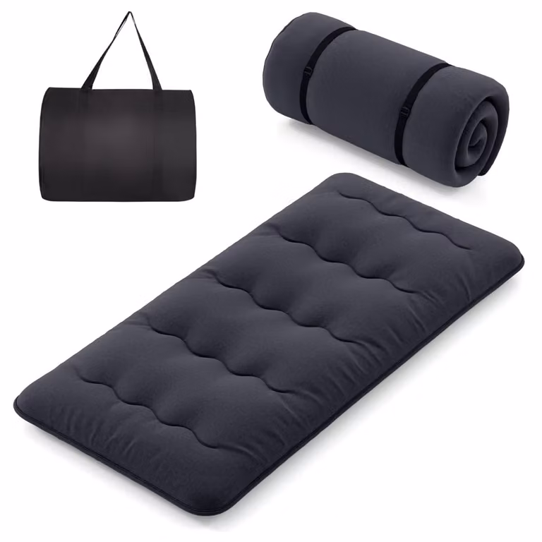 Costway Japanse Futon Matras met Wasbare Hoes en Draagtas, Zwart, 90 x 200 cm