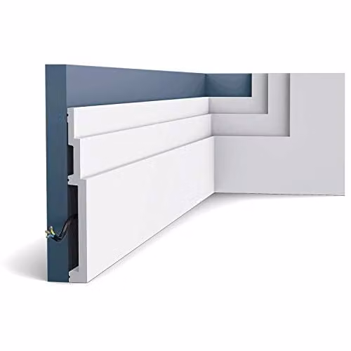 Orac Decor Luxxus Plint SX181 met kabelgoot, Geëxtrudeerd polystyreen (HDPS), B/D/H: 200 x 20 x 2,2 cm