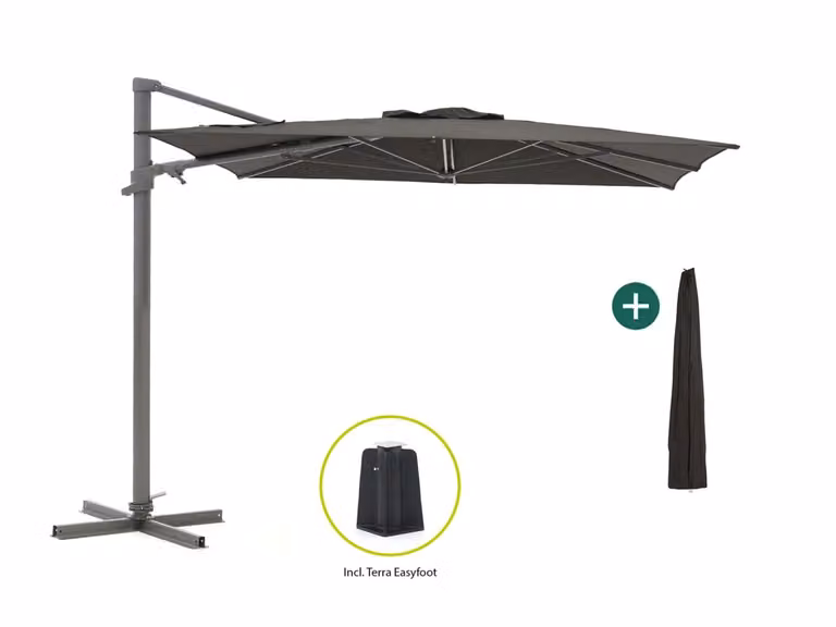 Shadowline Francisco Parasol - Modern Cantilever - Grijs - Breedte: 300 cm, Hoogte: 208 cm