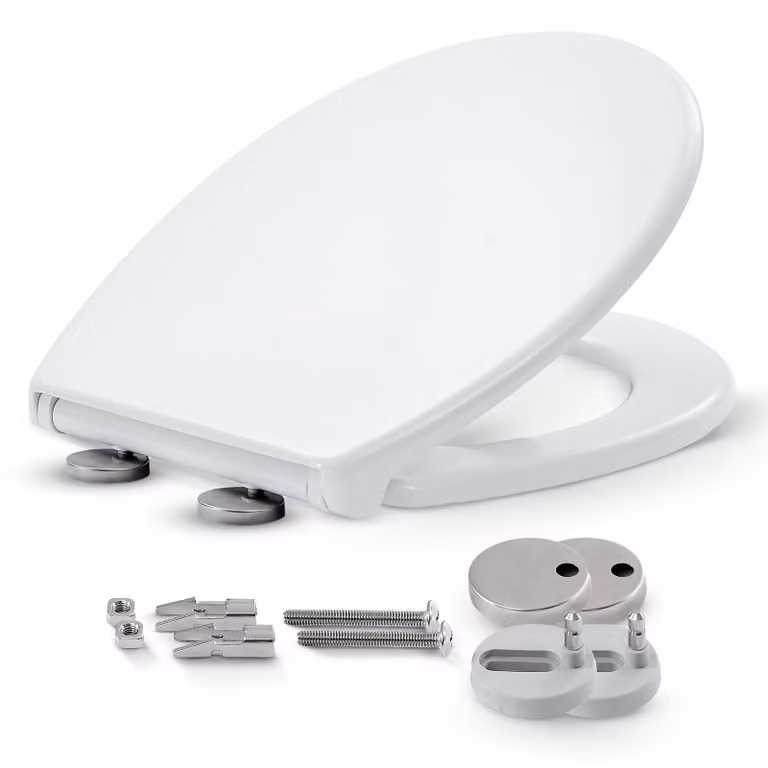 AREBOS toiletbril met softclose-mechanisme en snelsluiting, wit, ovaal, urea-duroplast