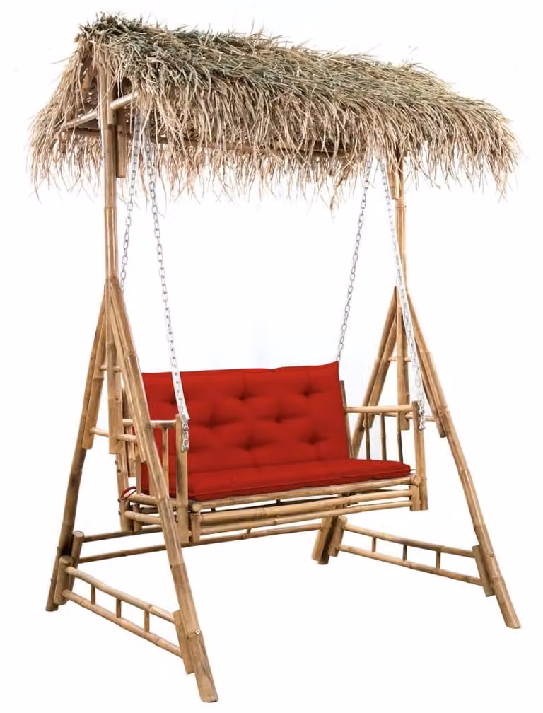 vidaXL Hangstoel in Hollywood-stijl met palmbladmotief, bamboe, 202 cm