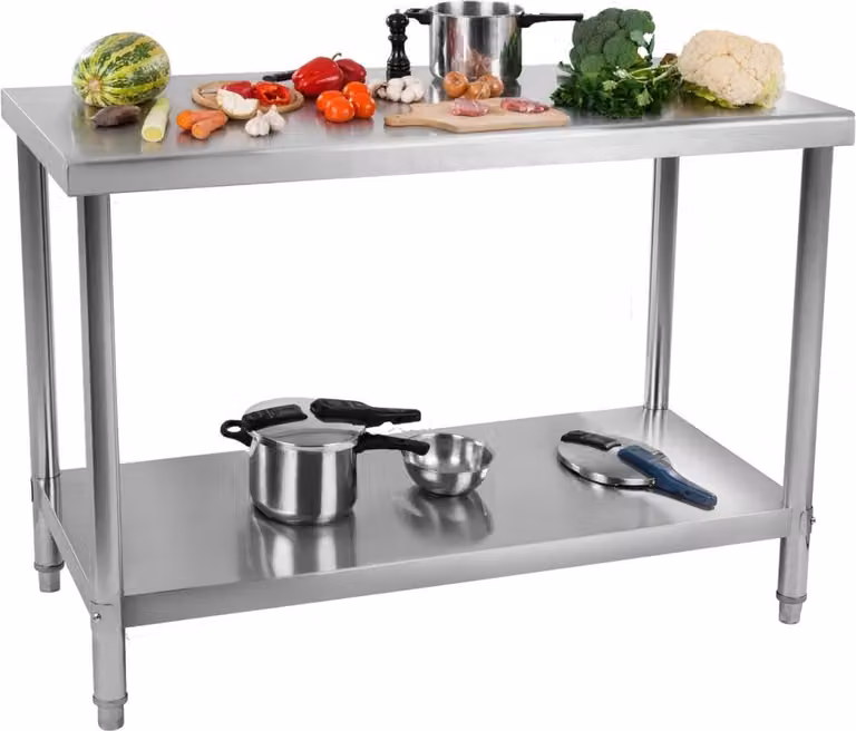 Royal Catering RCAT-100/70 RVS Werktafel met 1 werkblad en 1 plank, B/D: 100 x 70 cm