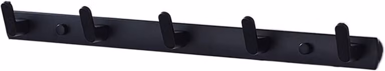 Zwarte aluminium wandkapstok met muurhaken voor in de hal, 45 cm